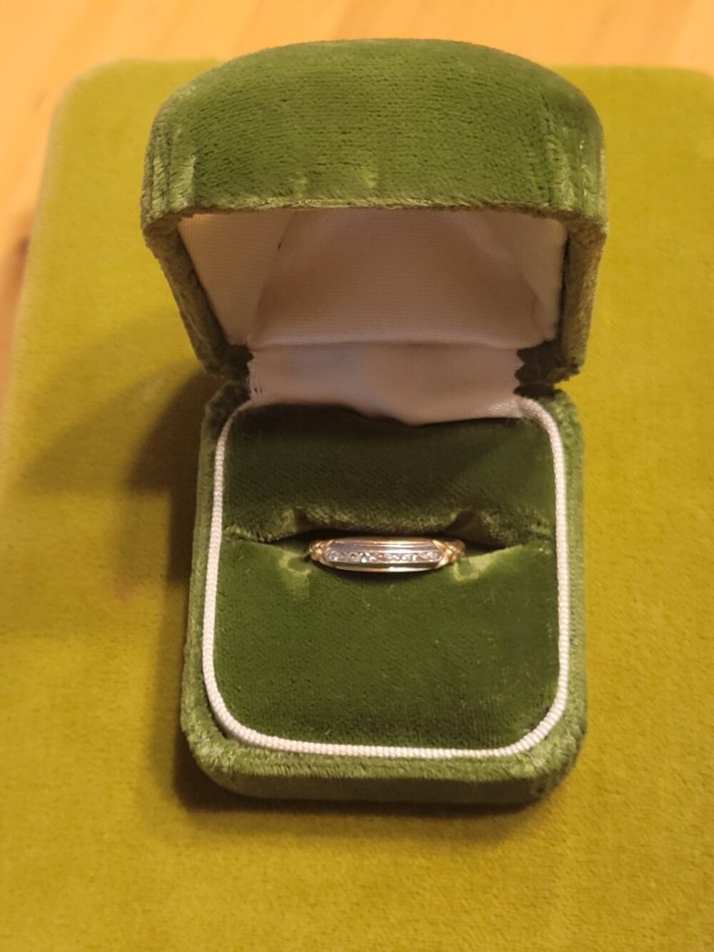 Vintage Ring Box Moss Green Panetta Presentation Box